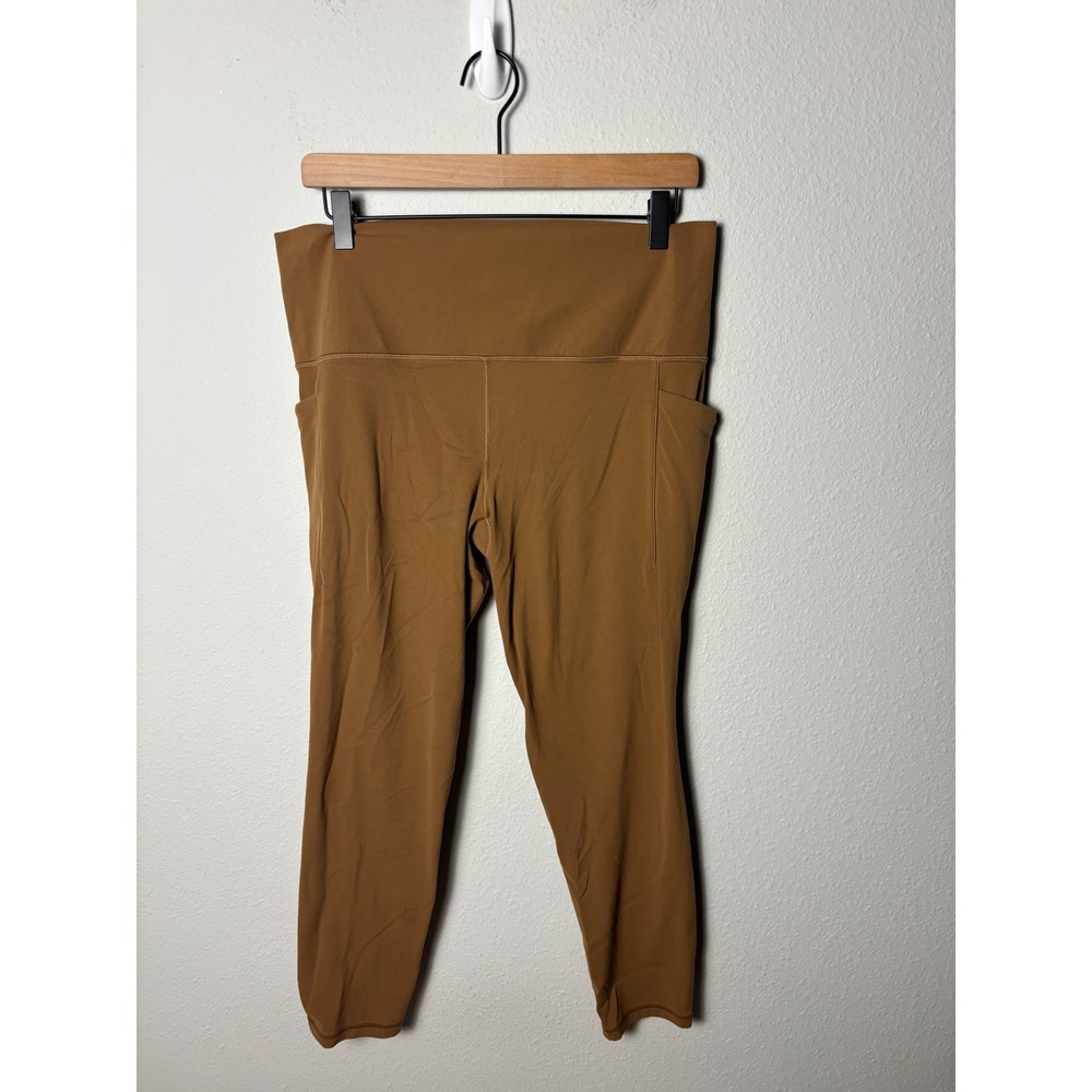 Athleta Salutation Stash Tipped Tight Brown Leggings XL Pockets Yoga Workout